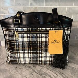 Patricia Nash Black and White Plaid poppy Tote